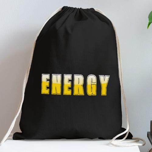 ENERGY Electric Yellow Power Word Design - Cotton Drawstring Bag