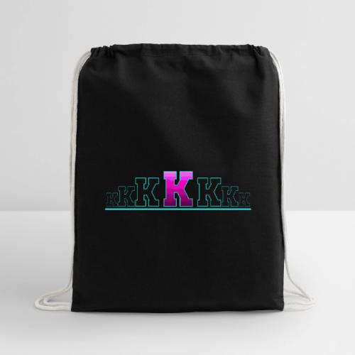Letter K – Capital Varsity Alphabet Monogram - Cotton Drawstring Bag