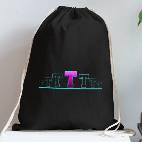 Letter T – Capital Varsity Alphabet Monogram - Cotton Drawstring Bag