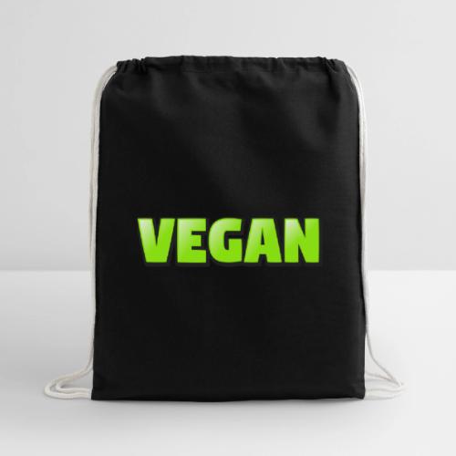 Vegan Bold Green Typography Design - Cotton Drawstring Bag