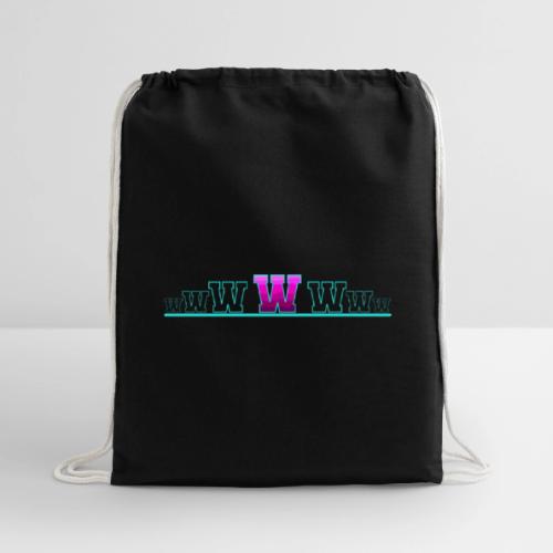 Letter W – Capital Varsity Alphabet Monogram - Cotton Drawstring Bag