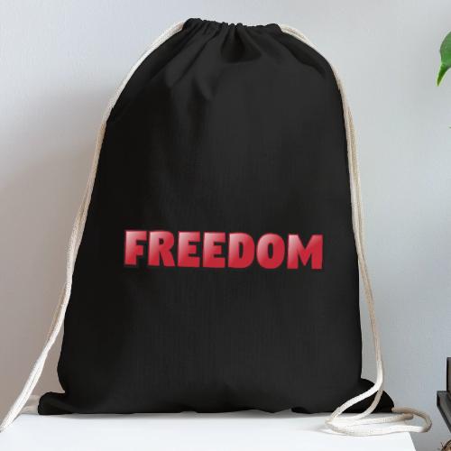 Freedom Bold 3D Word Art Design - Cotton Drawstring Bag