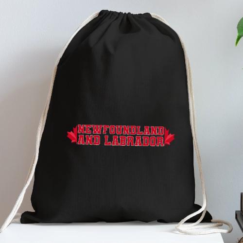 Newfoundland and Labrador with maple leaf - Cotton Drawstring Bag