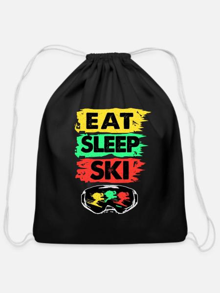 Ski Ski Ski Ski - Cotton Drawstring Bag - black