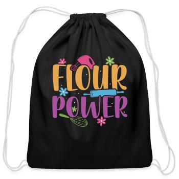 Flour Power | Baker Shirt | Baking Tshirt | - Cotton Drawstring Bag - black - Front
