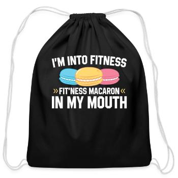 Fit'ness Macaron In My Mouth | Baking Tshirt | - Cotton Drawstring Bag - black - Front