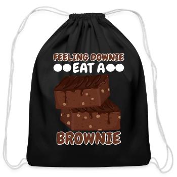 Feeling Downie Eat Brownie | Baking Tshirt | - Cotton Drawstring Bag - black - Front