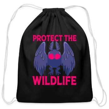 Funny Mothman Protect The Wildlife - Cotton Drawstring Bag - black - Front