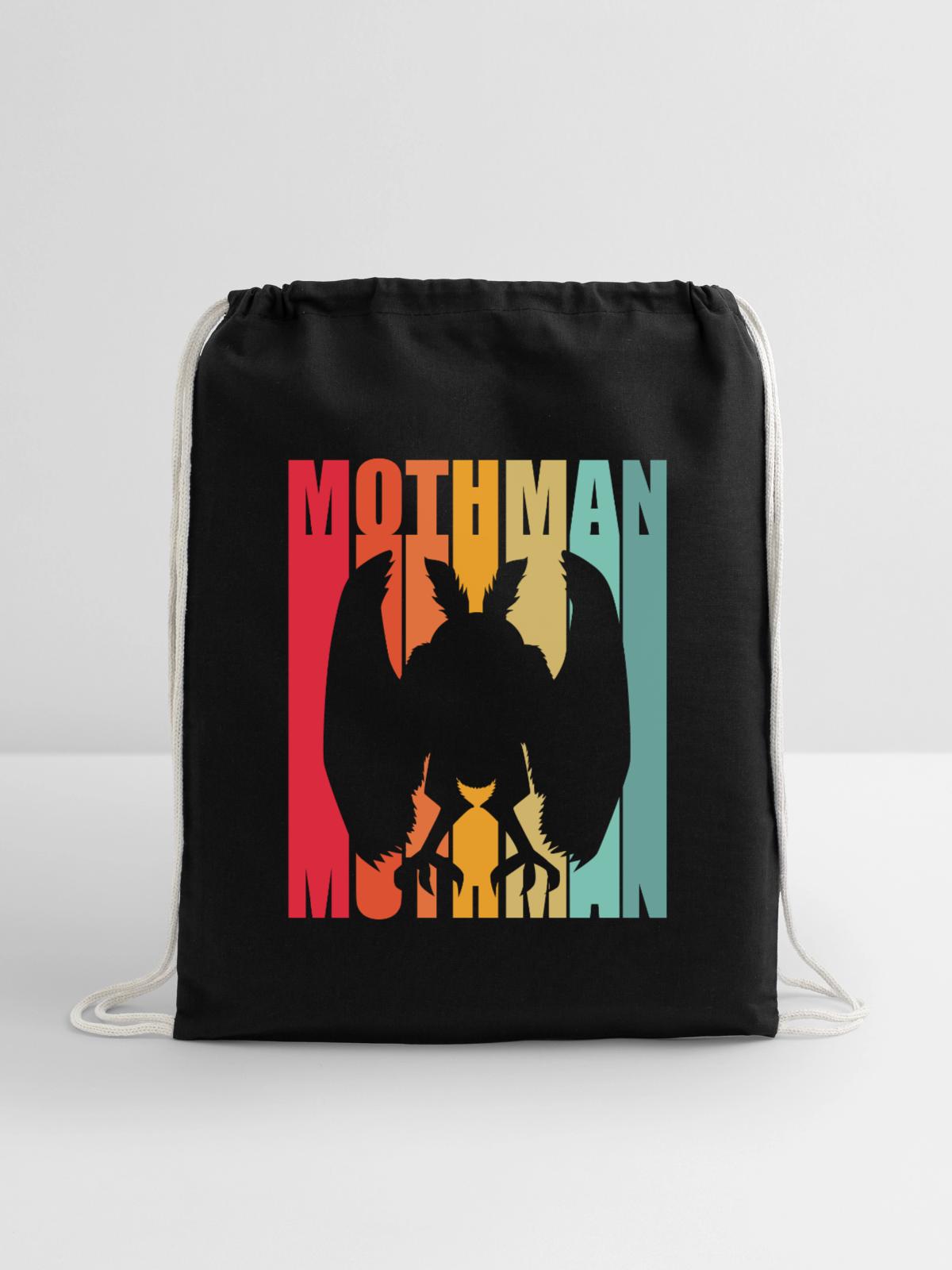 Retro Mothman - Cotton Drawstring Bag - black - Front