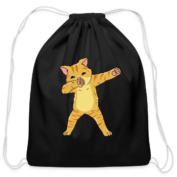 Cute Orange Cat Kitten Lover Dabbing Tabby Cat - Cotton Drawstring Bag - black - Front