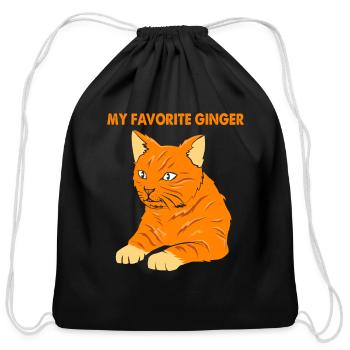 Funny Orange Tabby Cat Owner My Favorite Ginger - Cotton Drawstring Bag - black - Front