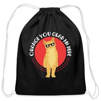 Orange You Glad Im Here Tabby Cat Wearing Glasses - Cotton Drawstring Bag - black - Front