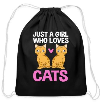Just A Girl Who Loves Cats Orange Tabby Cat - Cotton Drawstring Bag - black - Front