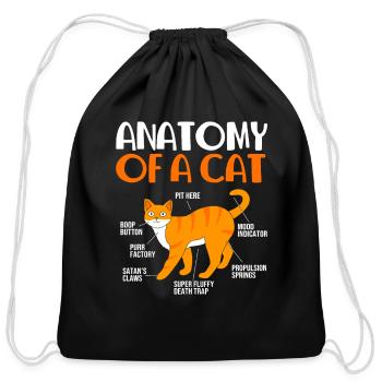 Funny Tabby Cat Owner Anatomy Of A Cat - Cotton Drawstring Bag - black - Front