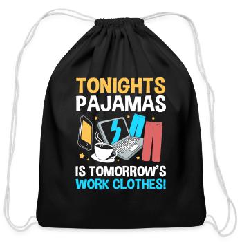 Virtual Work Remote Work From Home Humor - Cotton Drawstring Bag - black - Front
