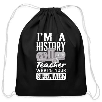 Funny Teacher Gift - Cotton Drawstring Bag - black - Front