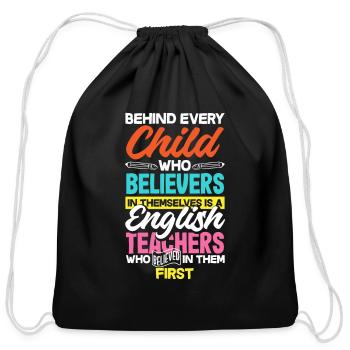 Funny Teacher Gift - Cotton Drawstring Bag - black - Front