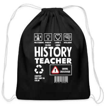 Funny Teacher Gift - Cotton Drawstring Bag - black - Front