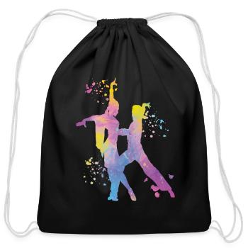 Latin Dancing Couple Watercolor Dancer - Cotton Drawstring Bag - black - Front
