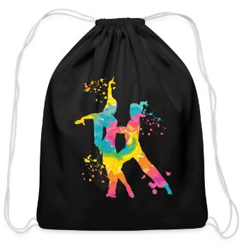 Latin Dancing Couple Watercolor Dancer - Cotton Drawstring Bag - black - Front