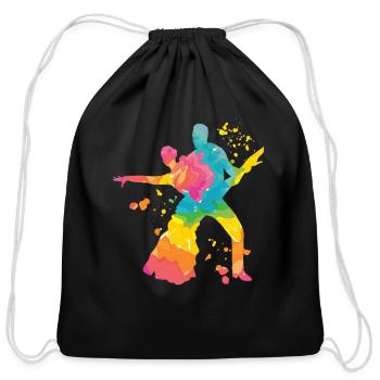Latin Dancing Couple Watercolor Dancer - Cotton Drawstring Bag - black - Front