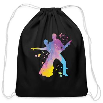 Latin Dancing Couple Watercolor Dancer - Cotton Drawstring Bag - black - Front