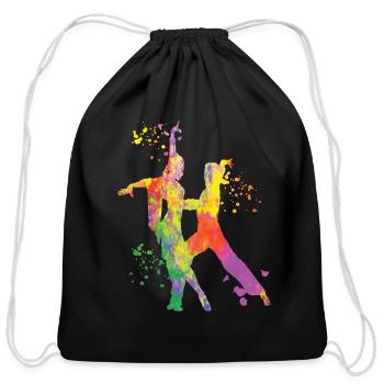 Latin Dancing Couple Watercolor Dancer - Cotton Drawstring Bag - black - Front