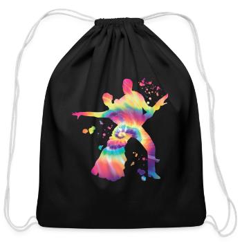 Latin Dancing Couple Watercolor Dancer - Cotton Drawstring Bag - black - Front
