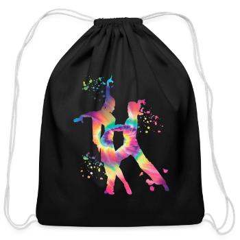 Latin Dancing Couple Watercolor Dancer - Cotton Drawstring Bag - black - Front