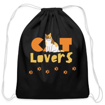 Cute funny Cat Lovers illustration design - Cotton Drawstring Bag - black - Front