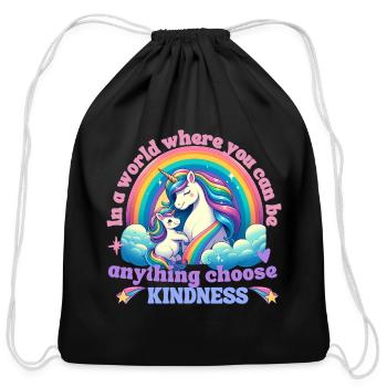 Choose Kindness World - Cotton Drawstring Bag - black - Front