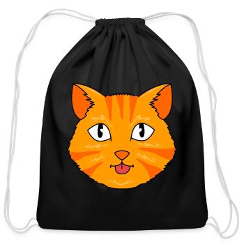 Halloween Cat Lovers Orange Tabby Cat Face - Cotton Drawstring Bag - black - Front