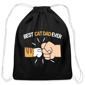 Best Cat Dad Ever Father Day Orange Tabby Dad - Cotton Drawstring Bag - black - Front