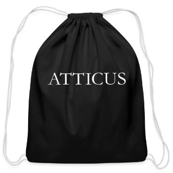 ATTICUS Garamond White Print - Cotton Drawstring Bag - black - Front