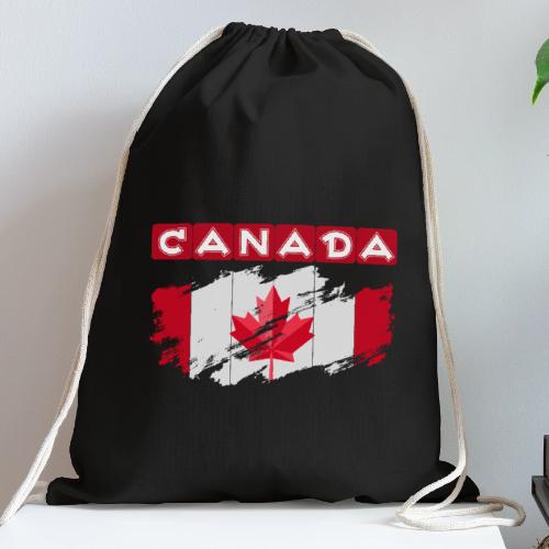 Canada, Inspired by the Canadian flag - Cotton Drawstring Bag
