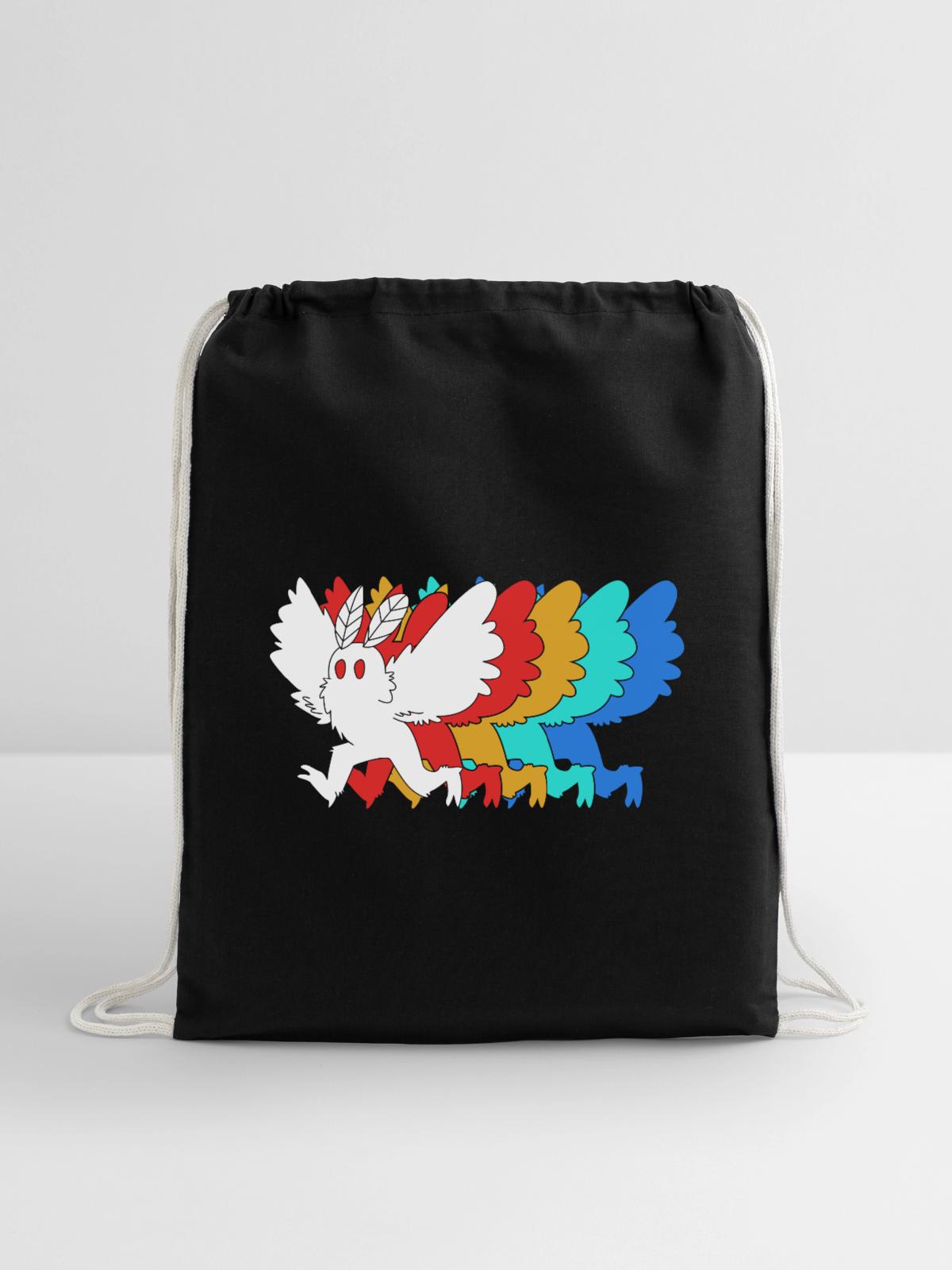 Cryptozoologist Cryptid Mothman - Cotton Drawstring Bag - black - Front