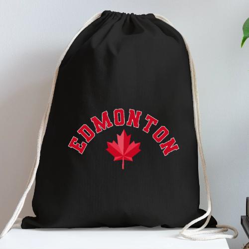 Edmonton with maple leaf - Cotton Drawstring Bag