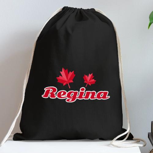 Regina with two red maple leaves - Cotton Drawstring Bag