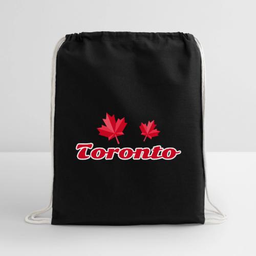Toronto with two red maple leaves - Cotton Drawstring Bag