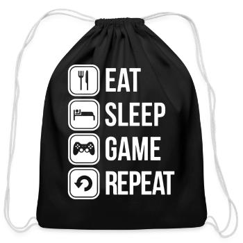 Eat Sleep Game Repeat Twitch Youtube Gamer - Cotton Drawstring Bag - black - Front