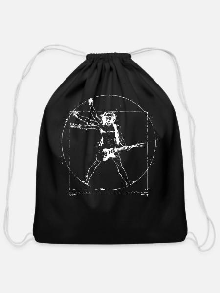 Guitar Top Leonardo da Vinci’s - Cotton Drawstring Bag - black