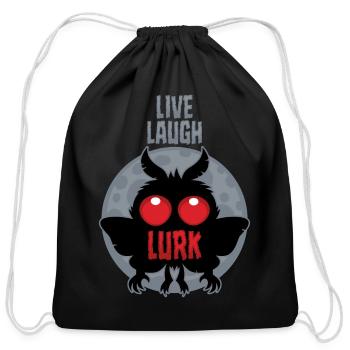 Live Laugh Lurk Mothman Cryptid - Cotton Drawstring Bag - black - Front