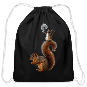 The Squirrel Waiter - Cotton Drawstring Bag - black - Front