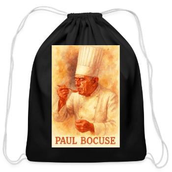 Vintage Watercolor Chef Portrait - Cotton Drawstring Bag - black - Front