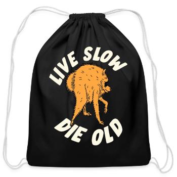 Love Slow Die Old Fox Graphic - Cotton Drawstring Bag - black - Front