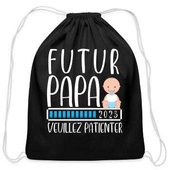 Papa 2023 Papa En Cours - Cotton Drawstring Bag - black - Front