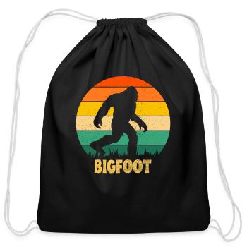 retro Bigfoot - Cotton Drawstring Bag - black - Front