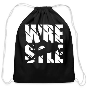 Wrestle design wrestle and wrestling - Cotton Drawstring Bag - black - Front