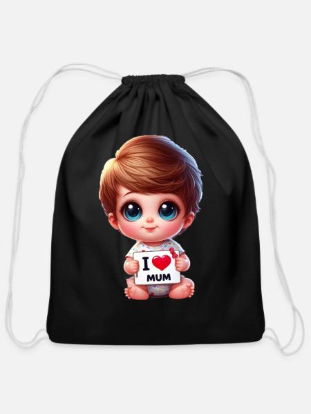 Mother's day - Cotton Drawstring Bag - black