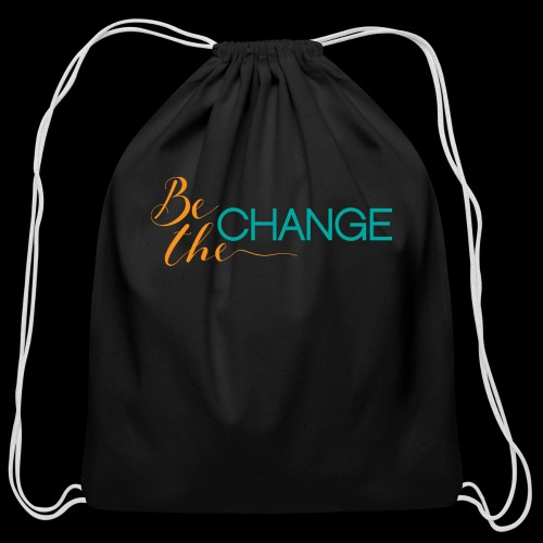Be the Change (orange and teal) - Cotton Drawstring Bag
